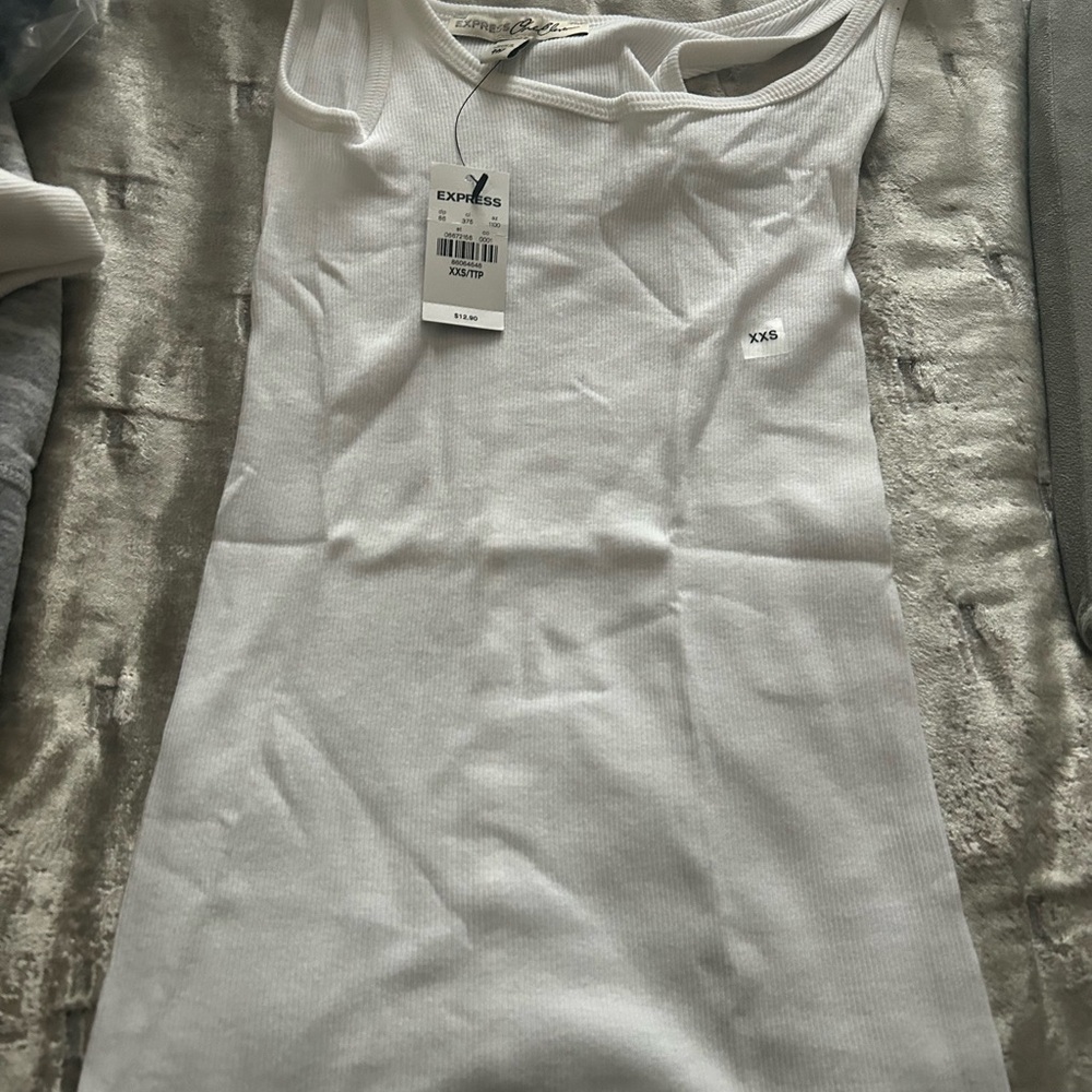 Express White Ribbed Tank Top